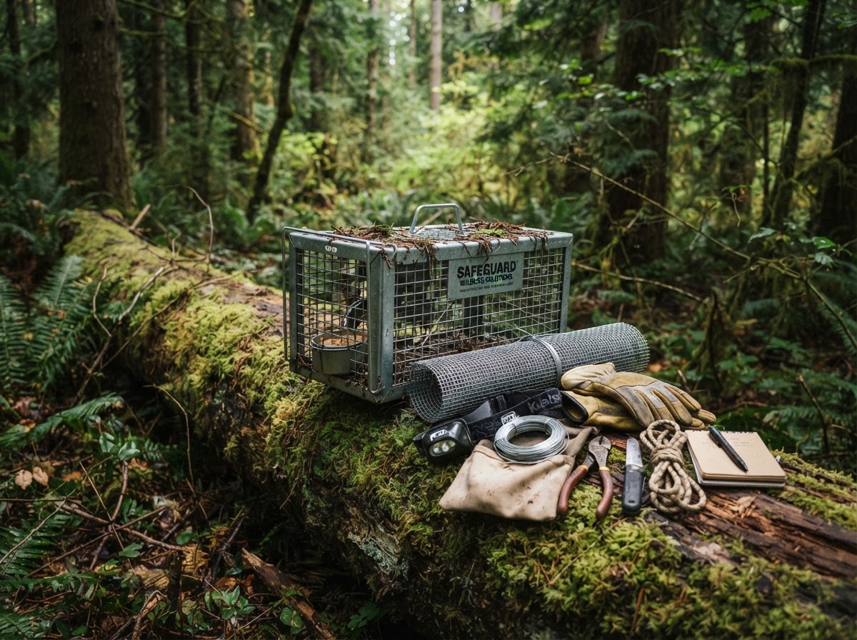 Humane wildlife handling equipment and exclusion supplies