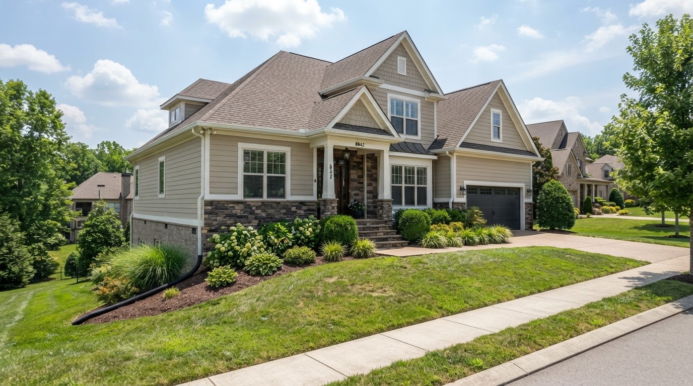 A stable Middle Tennessee home with proper foundation grading and drainage in the Smyrna area