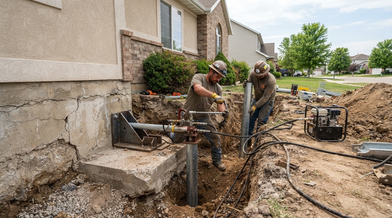 Settling Foundation Repair performed by the Smyrna Foundation Solutions crew in Middle Tennessee