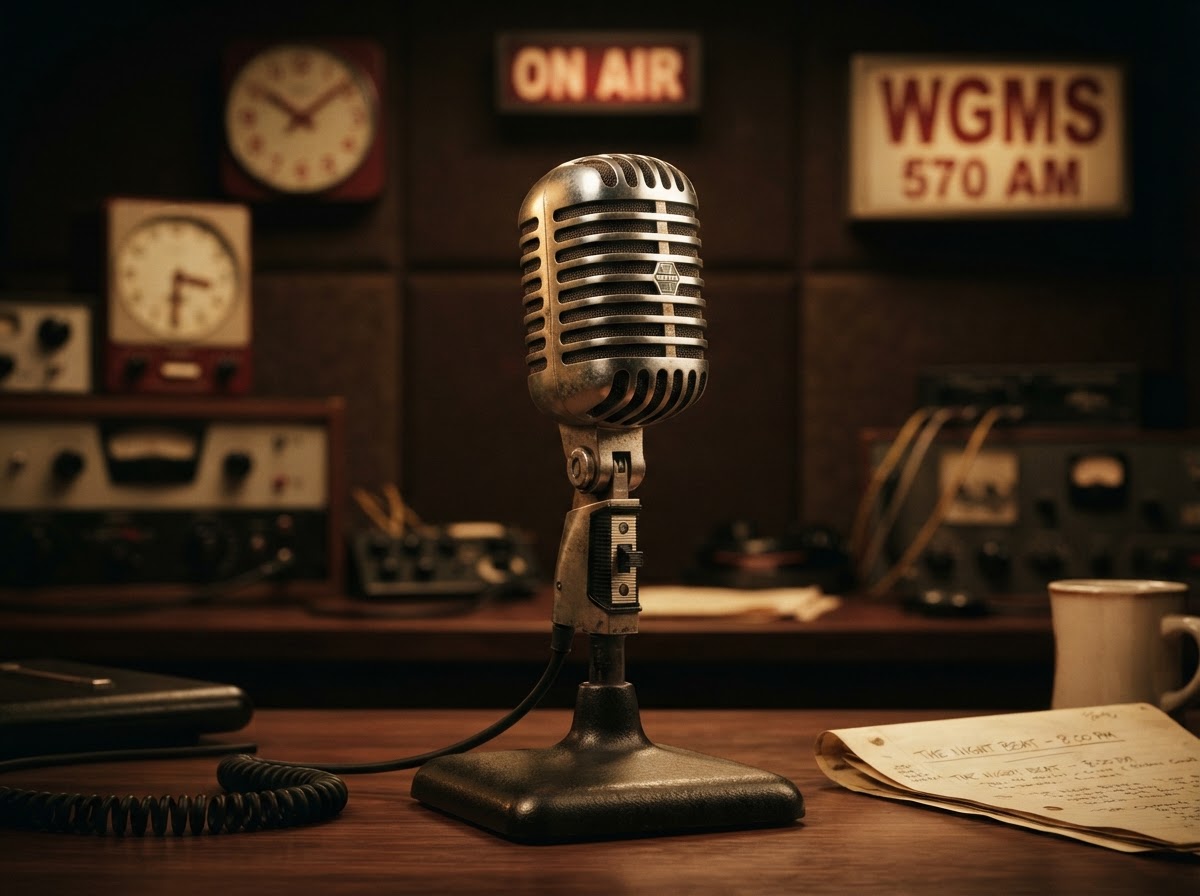 A vintage broadcast radio microphone