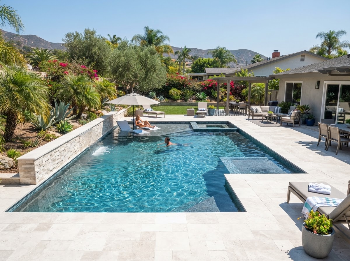 Clean residential swimming pool interior finish after a professional acid wash and drain service in Tustin, CA