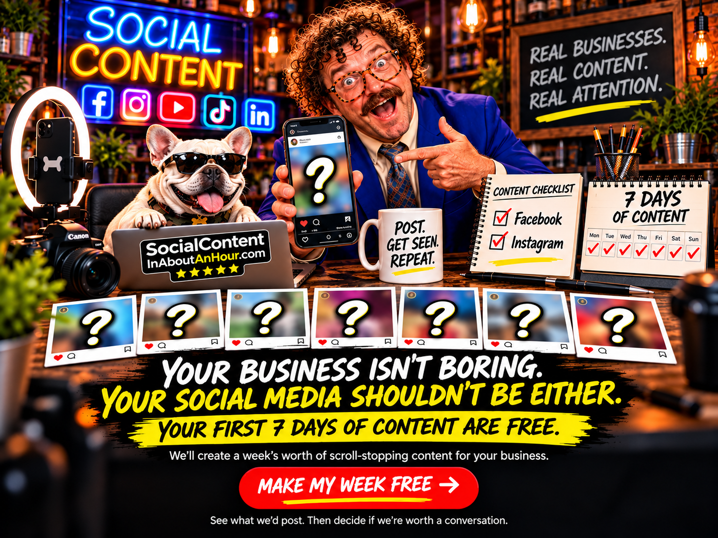 Social Content In About An Hour - Your First 7 Days of Content Are Free