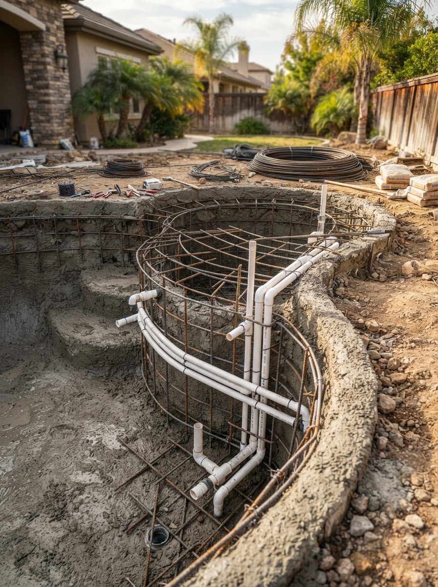 Pool construction in progress