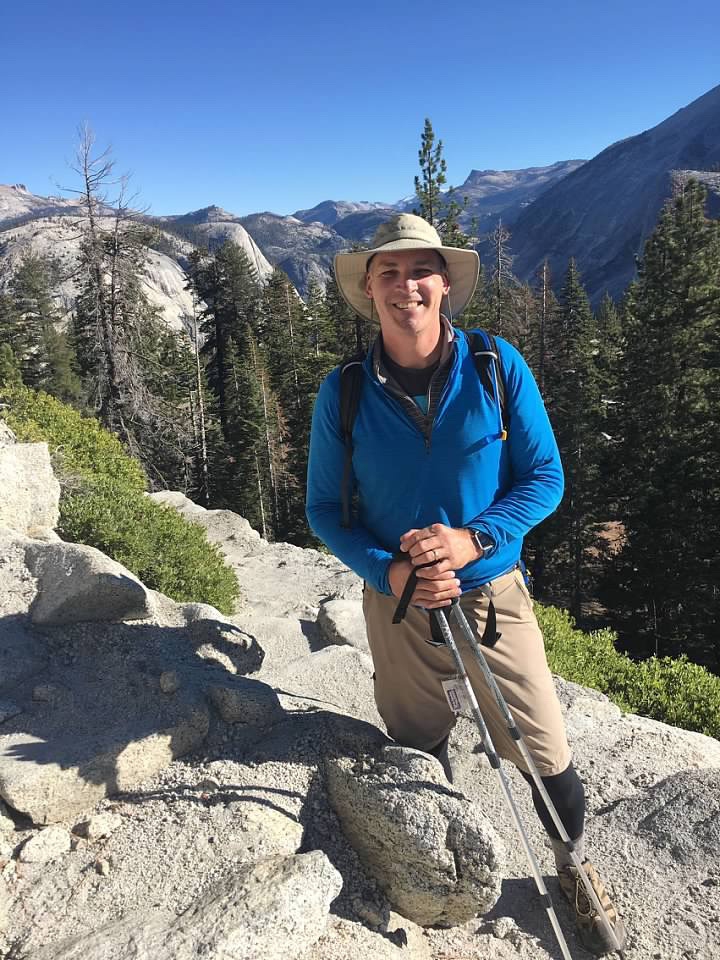Steve Thompson hiking in the High Sierra