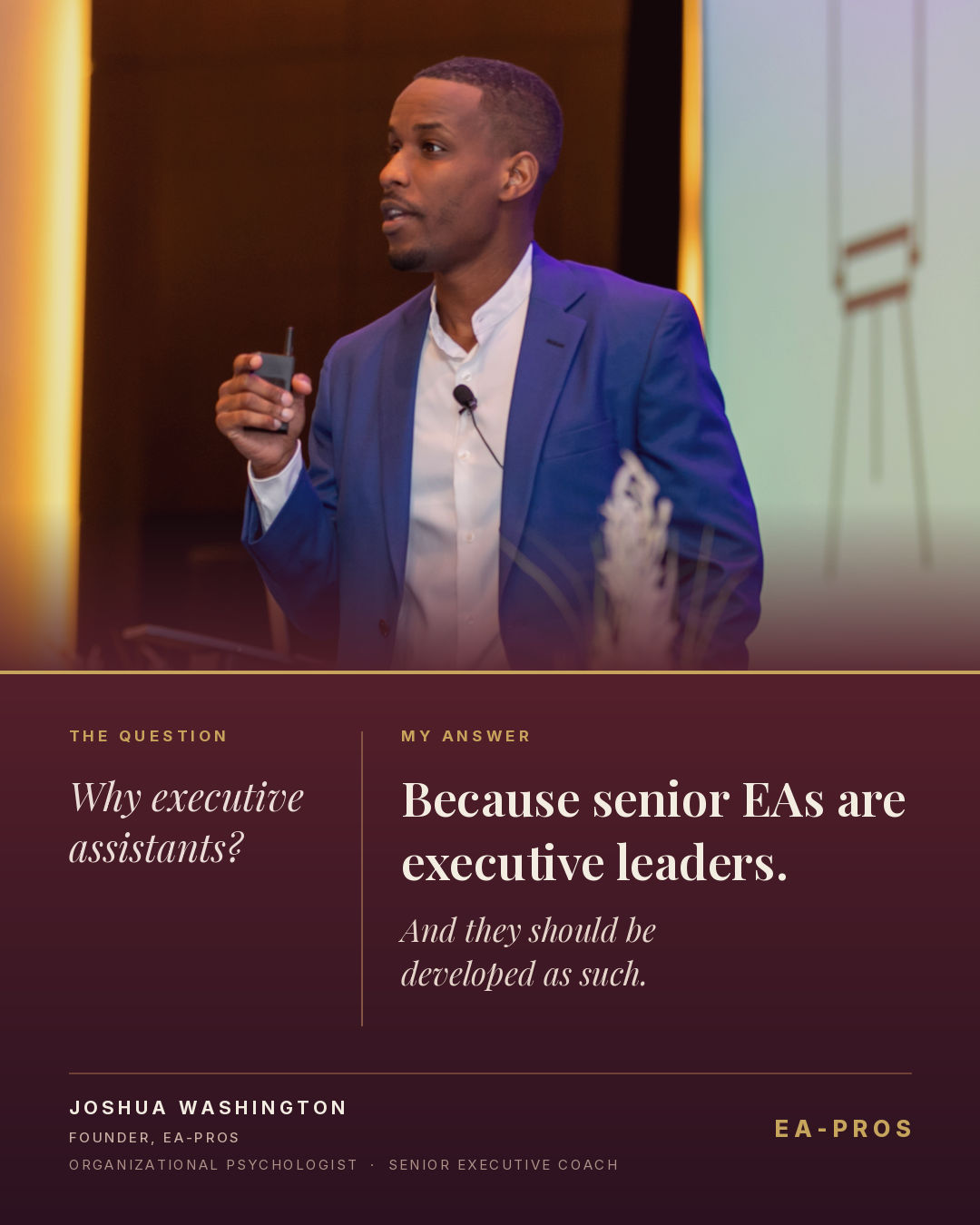 Joshua Washington speaking on stage