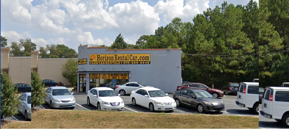 Horizon Rental Car and Auto Sales storefront and vehicle fleet at 8596 Tara Blvd Jonesboro GA