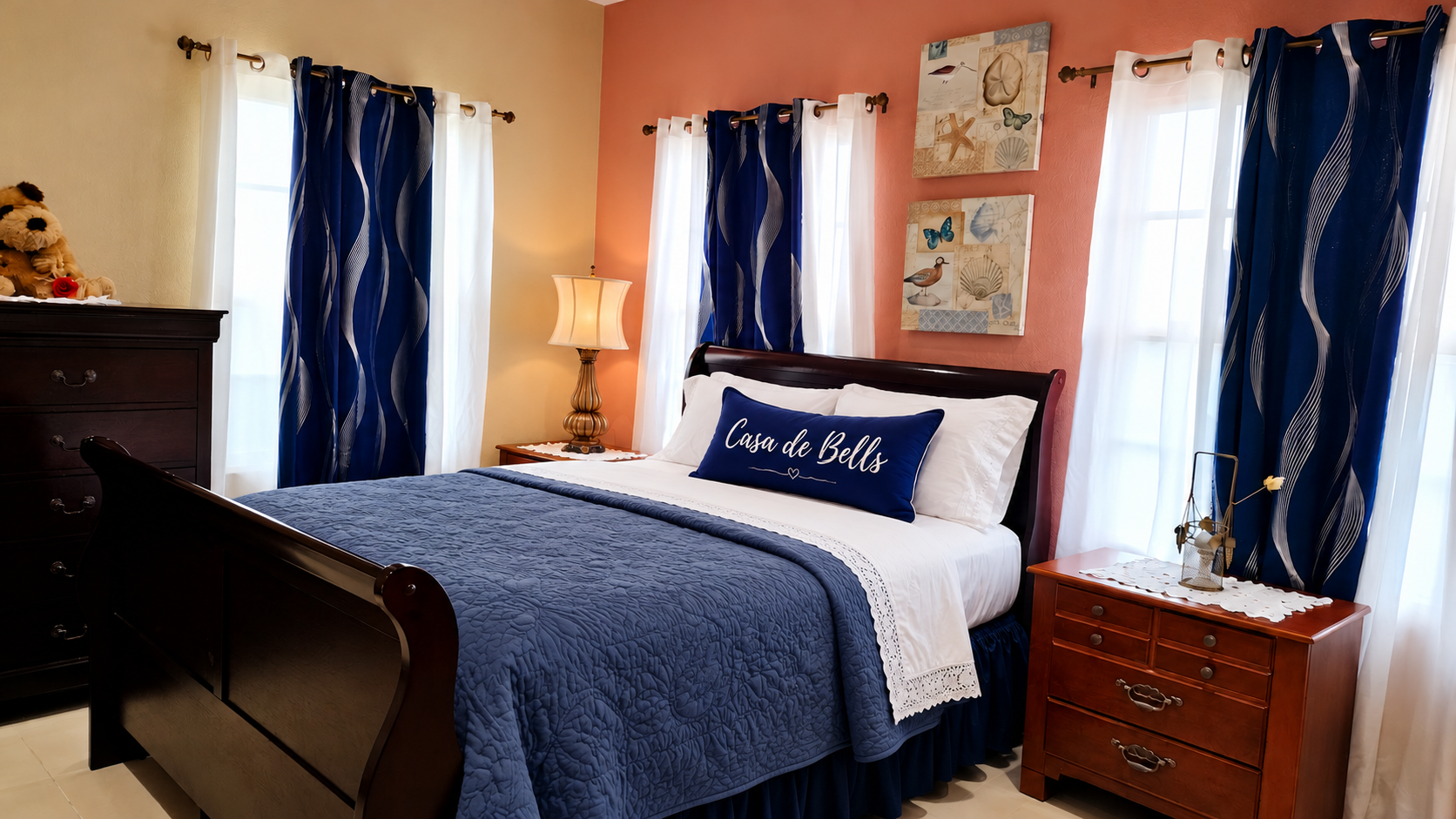 Bedroom 4 with queen bed and ensuite bath