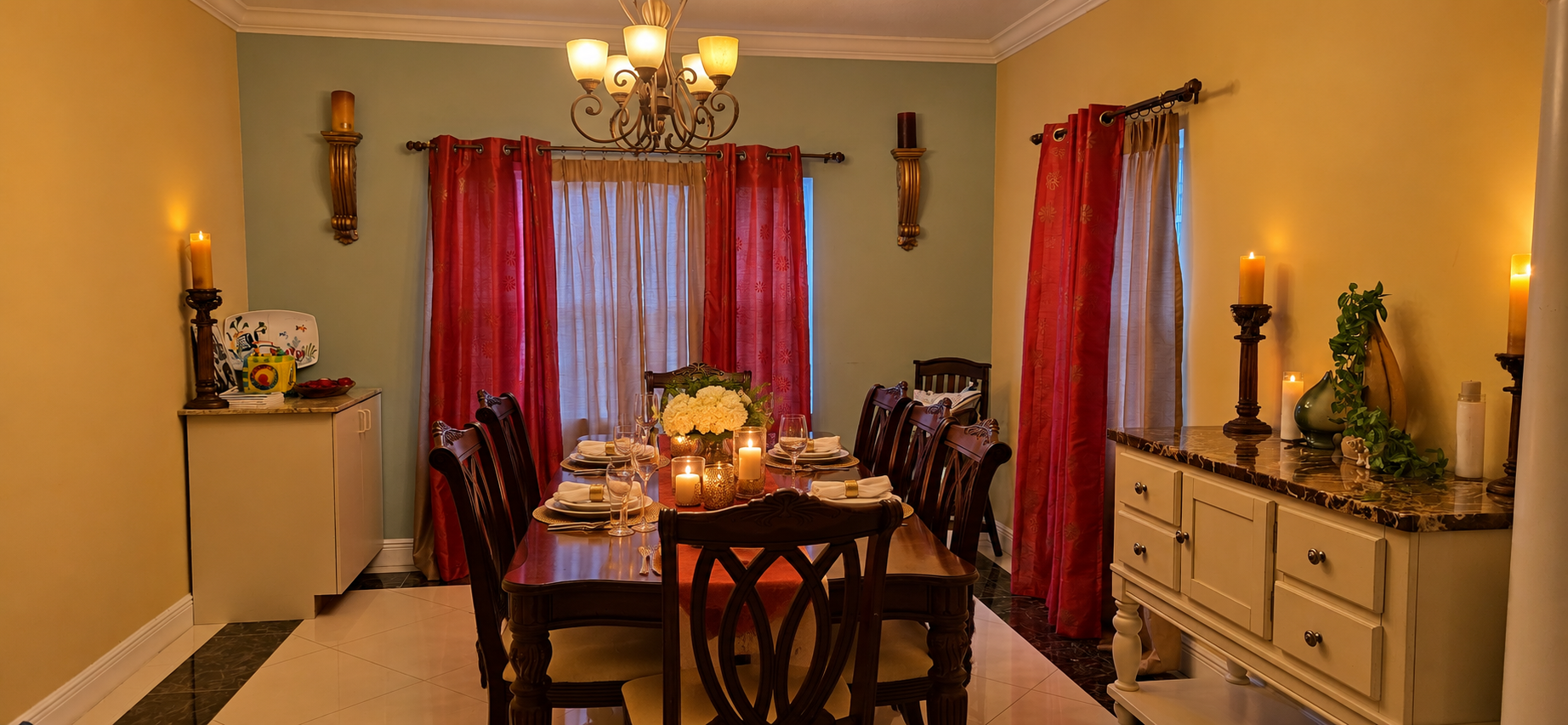 Formal dining room set for candlelit dinners