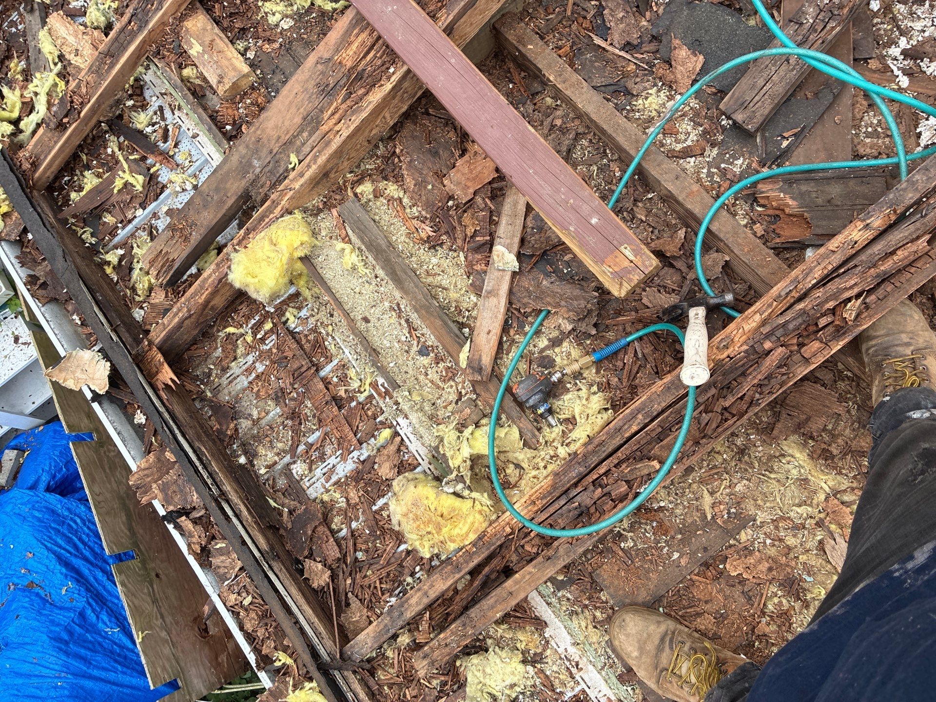 Severe roof leak & wood rot diagnosis