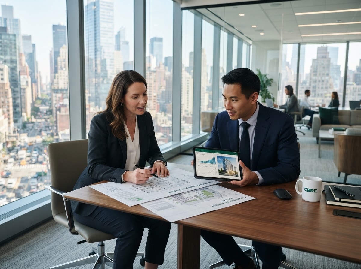 Mattco commercial real estate brokers reviewing property plans