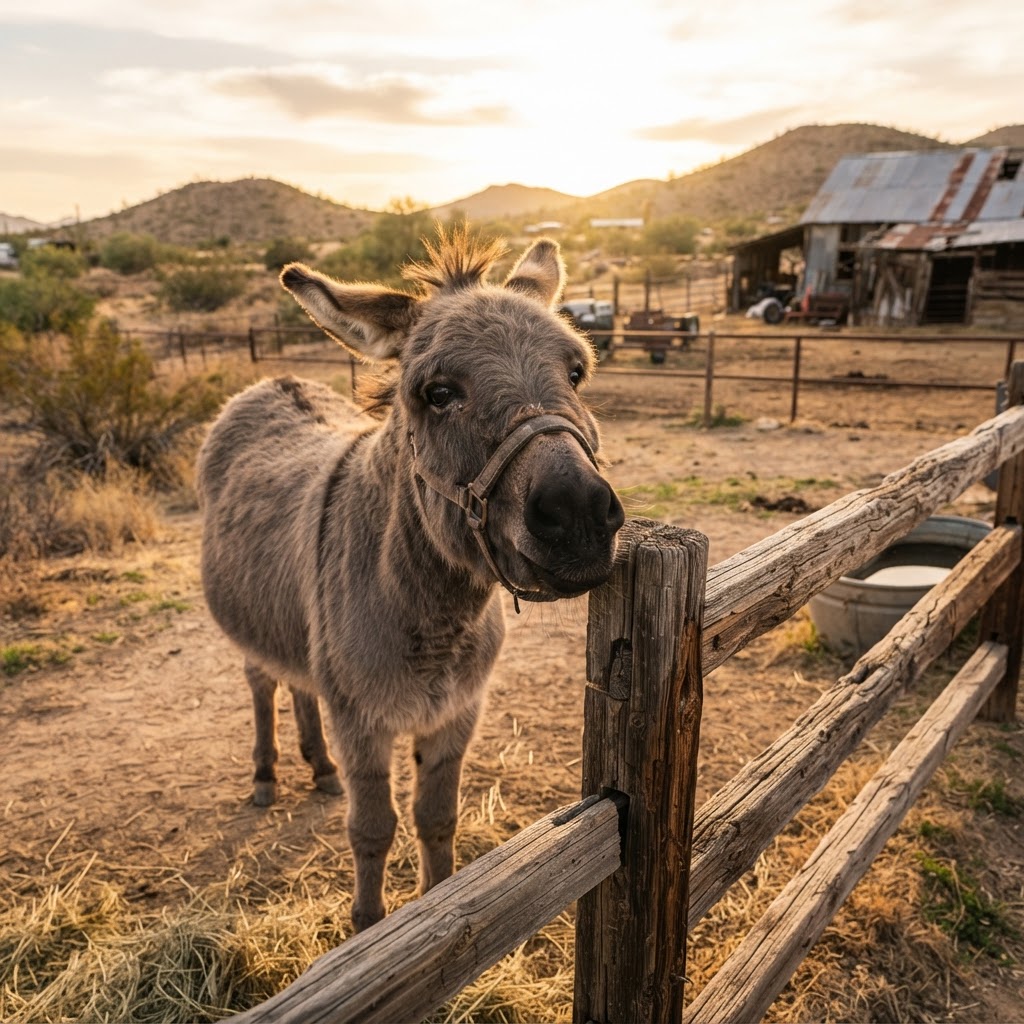 A friendly donkey at the ranch