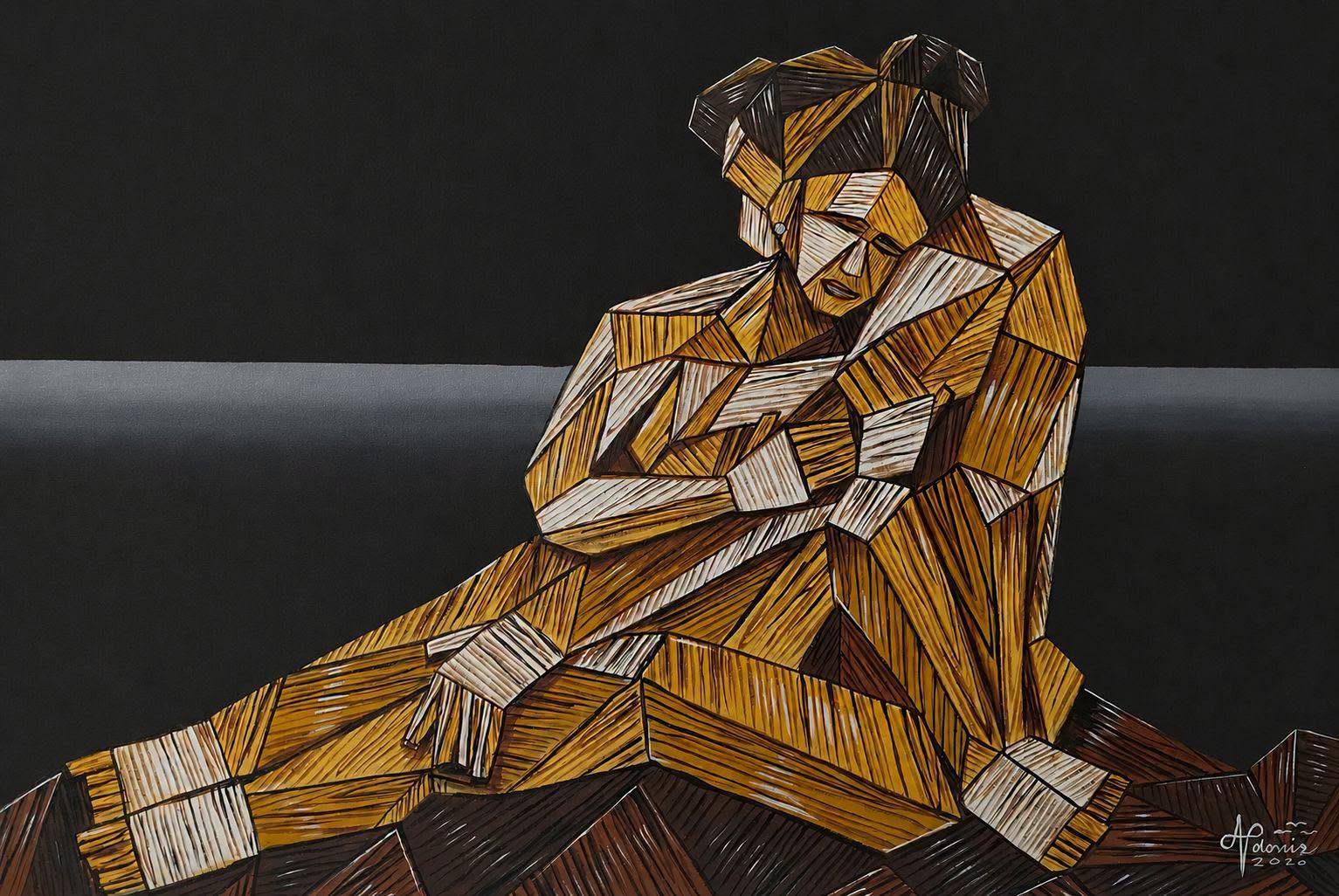 Contemplation in Ochre — Figurative Silhouette · Adonis 2020