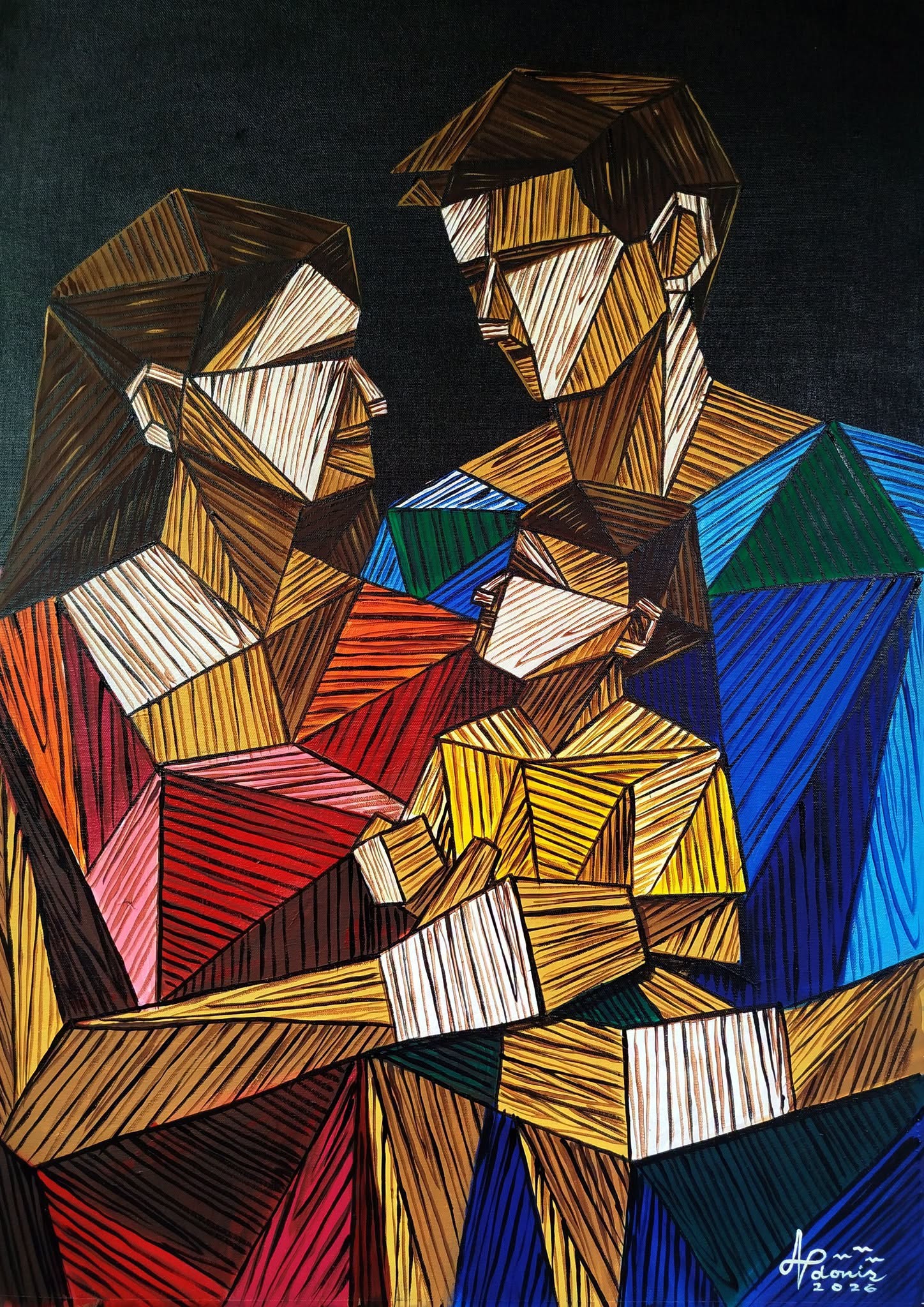 Pag-Aruga — Family Embrace — Faceted Portrait · Adonis 2026