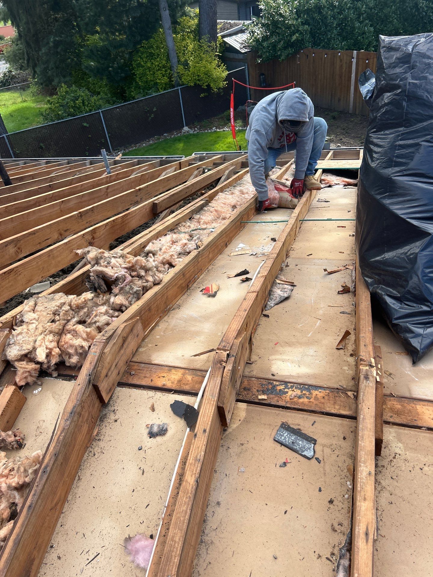 Structural Rafter & Insulation Rebuild to Finished Architectural Roof — before