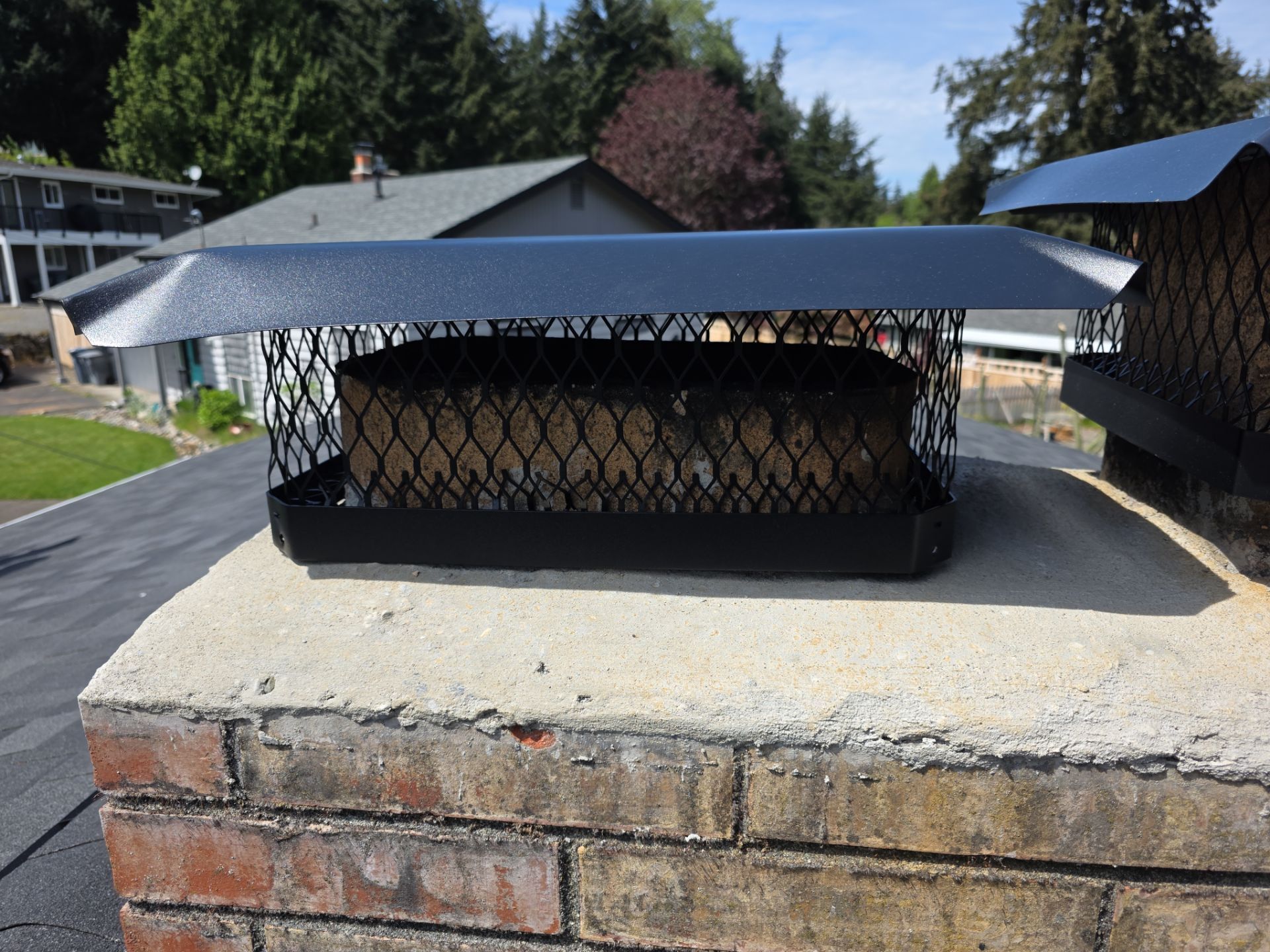 Chimney Flashing, Cap Protection & Architectural Shingles — in progress or before
