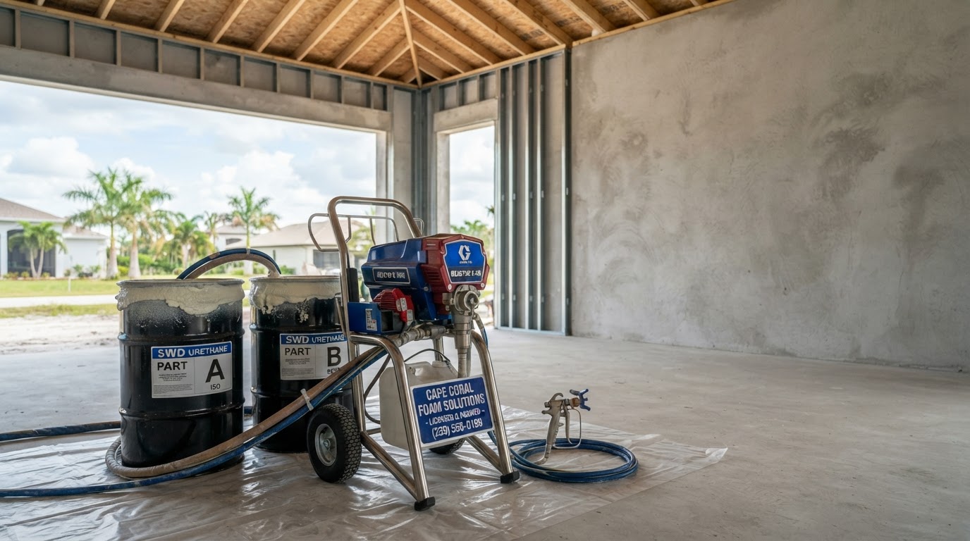 Cape Coral Spray Foam Installation equipment and site setup in Florida