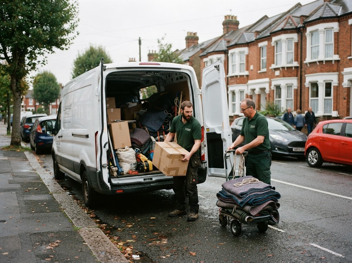 The 24/7 Clearance team and van preparing for a house clearance job