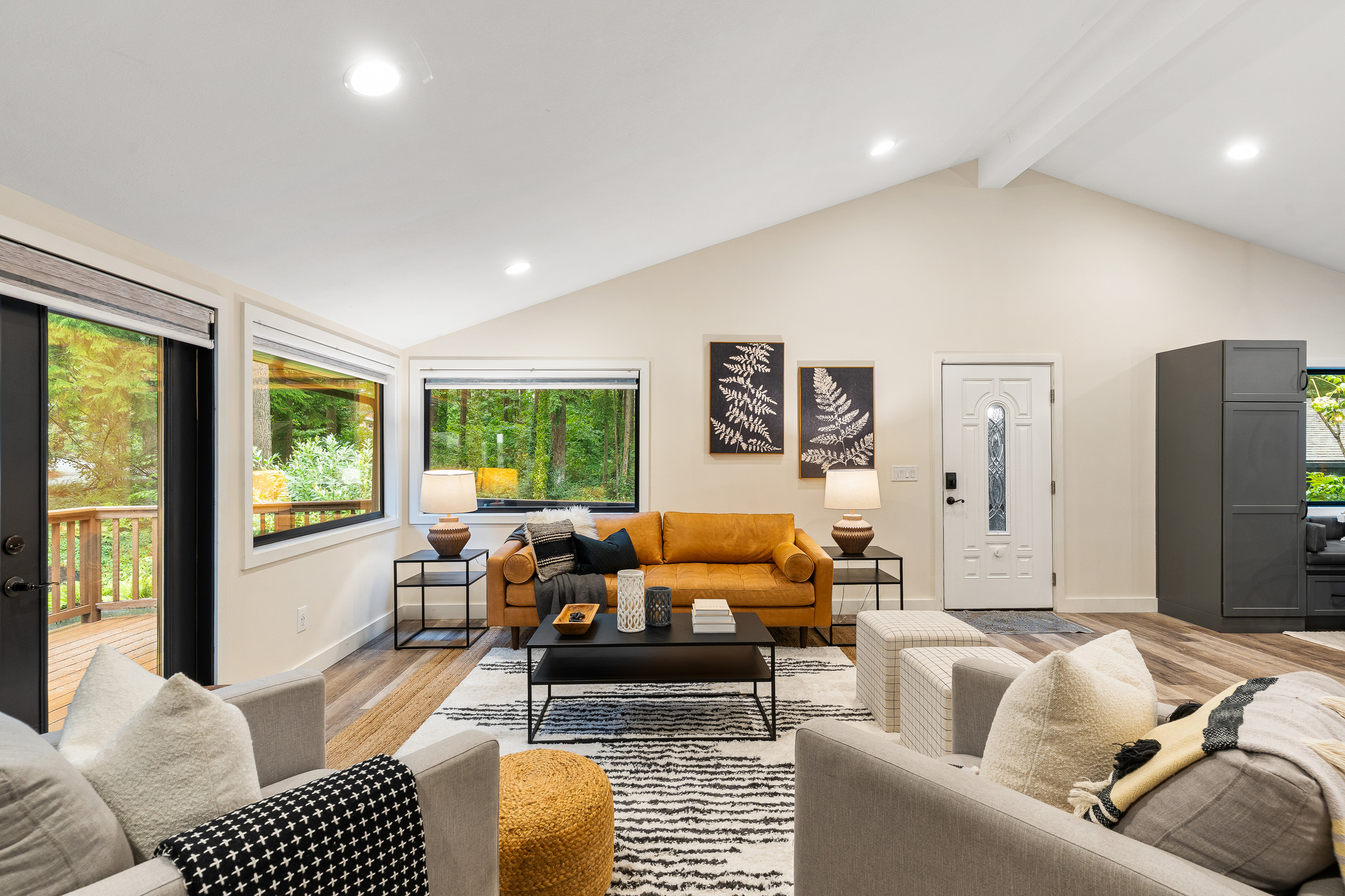 Two distinct living spaces, each with its own warmth.