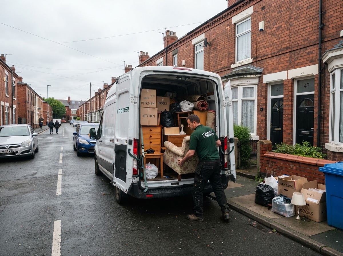 Chase Clearance van being loaded outside a Cannock property