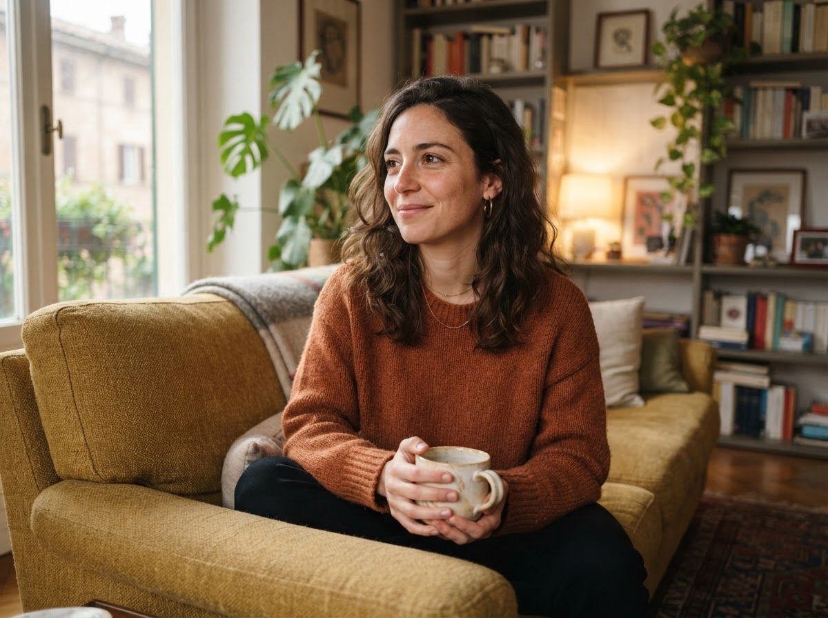 Donna che ritrova serenità e consapevolezza sulla gestione della PCOS