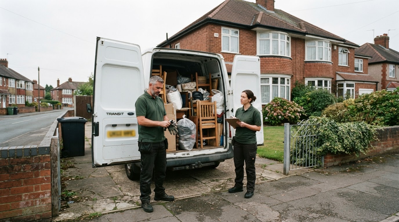Clearance team beside their van after completing a house clearance