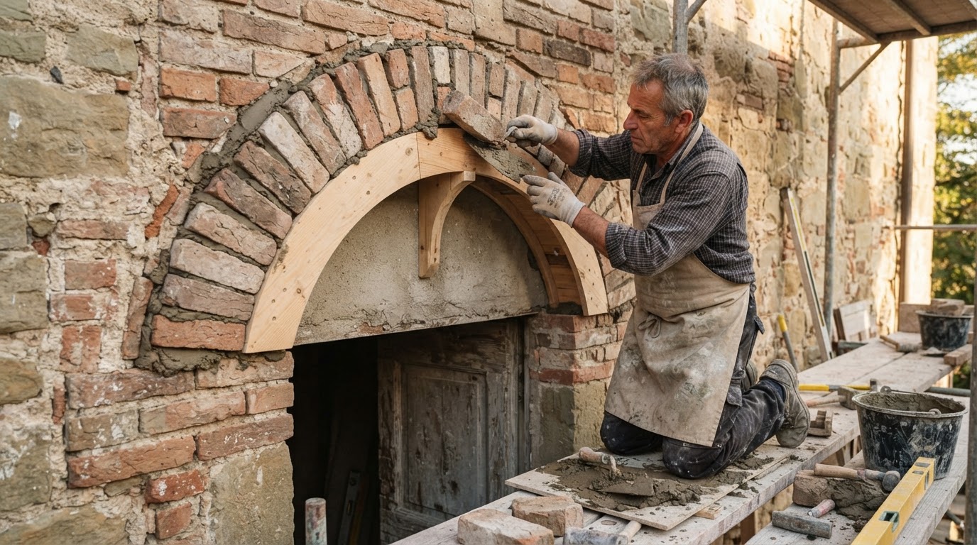 Rebuilding a Failed Brick Arch Over a Doorway