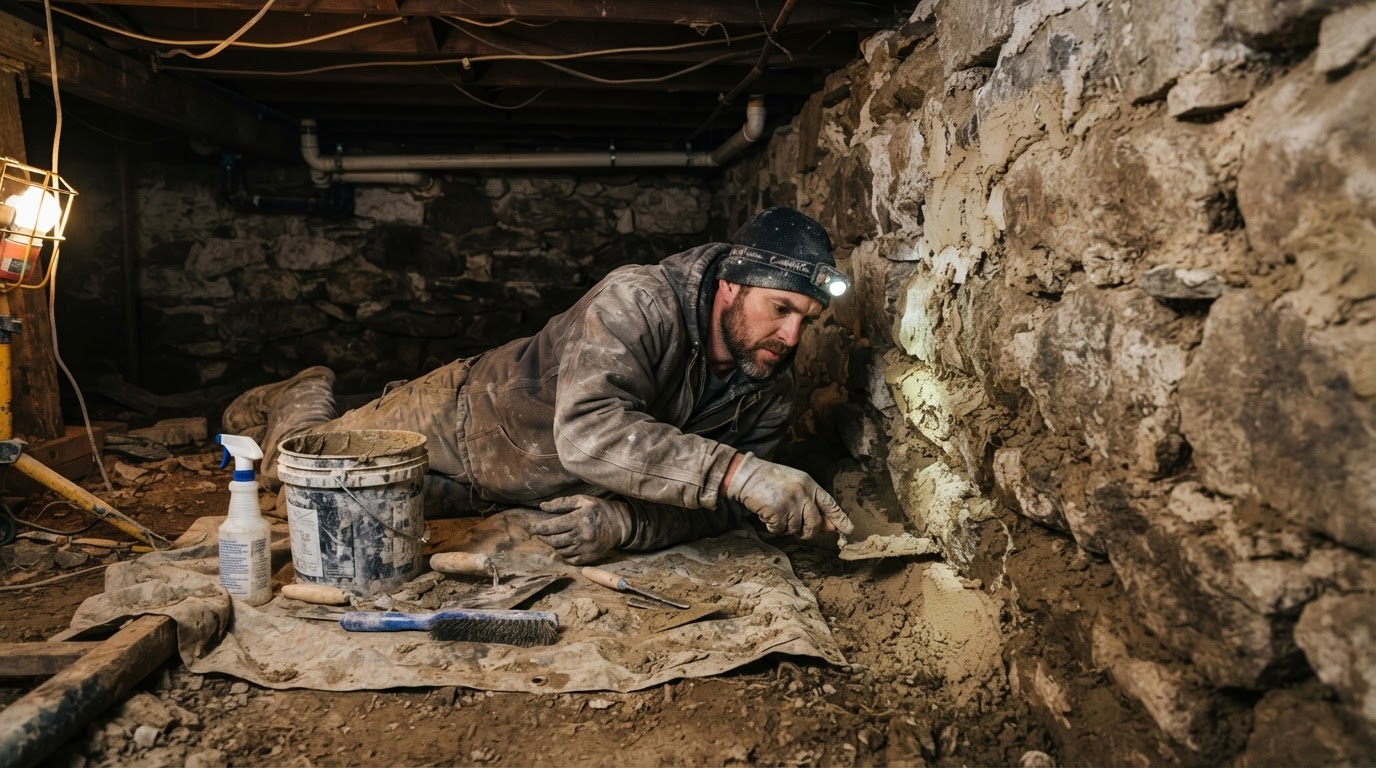 Stabilizing a Historic Fieldstone Foundation in a Crawlspace