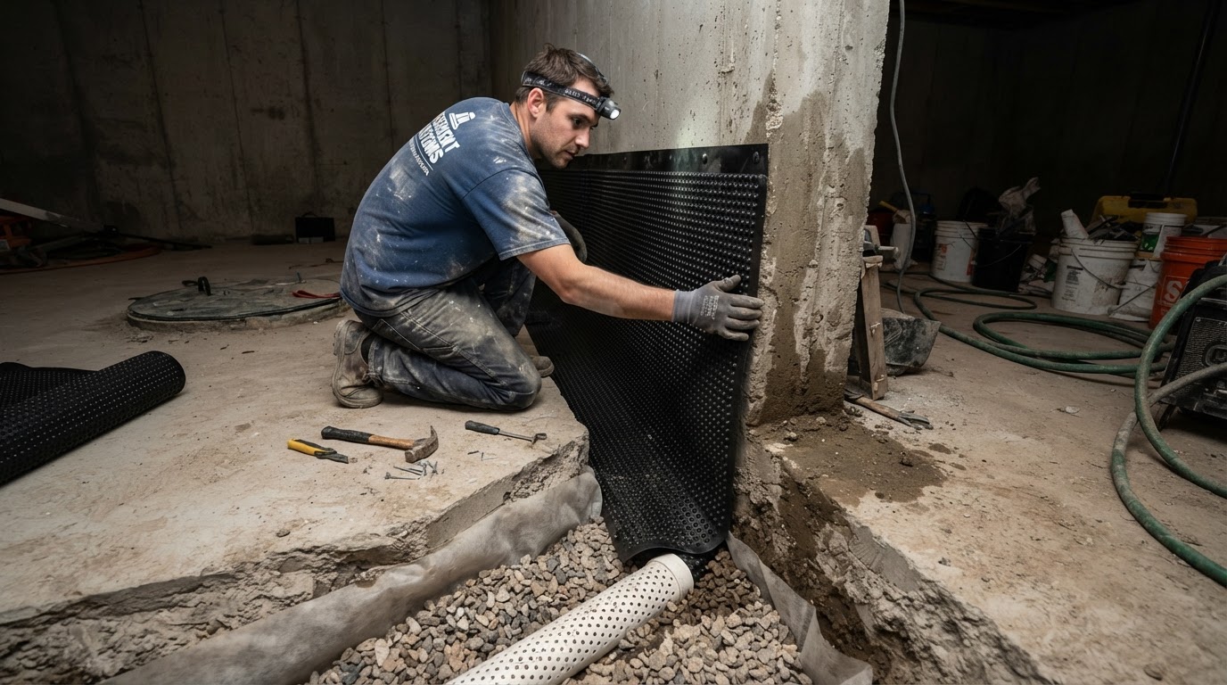 An Interior French Drain for a Basement That Could Not Be Excavated