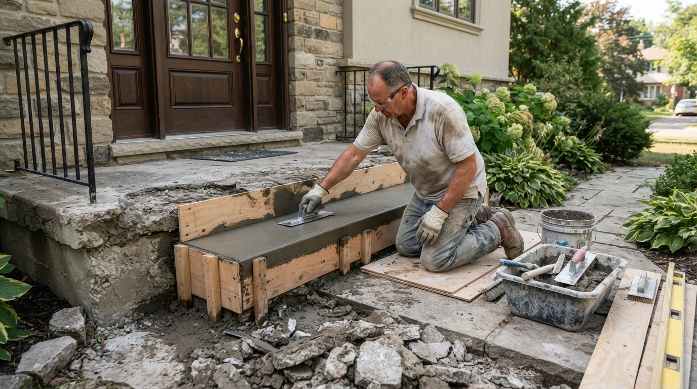 Rebuilding a Spalled Concrete Entry Stoop
