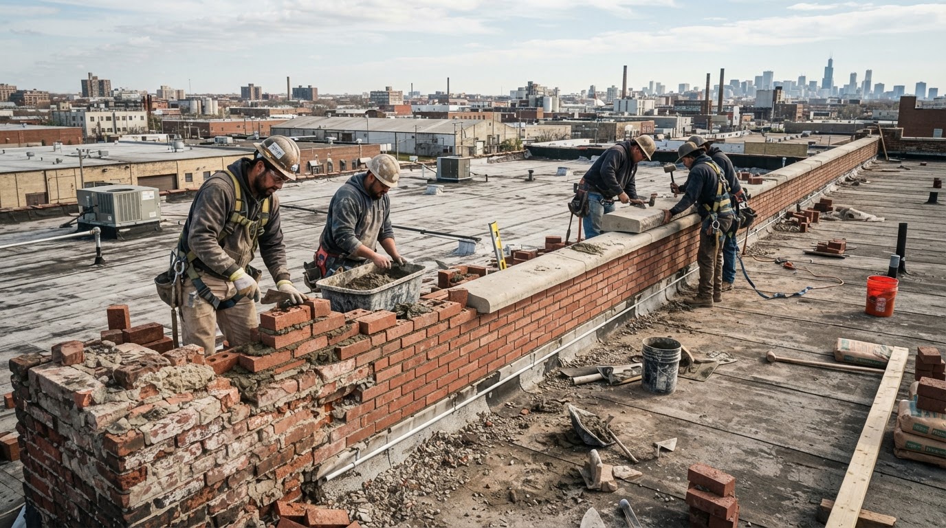 Rebuilding a Parapet That Was Leaning Into the Roof