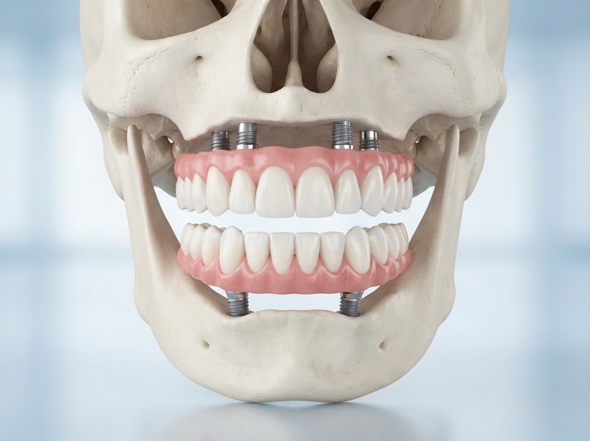 Full mouth dental implants double arch restoration