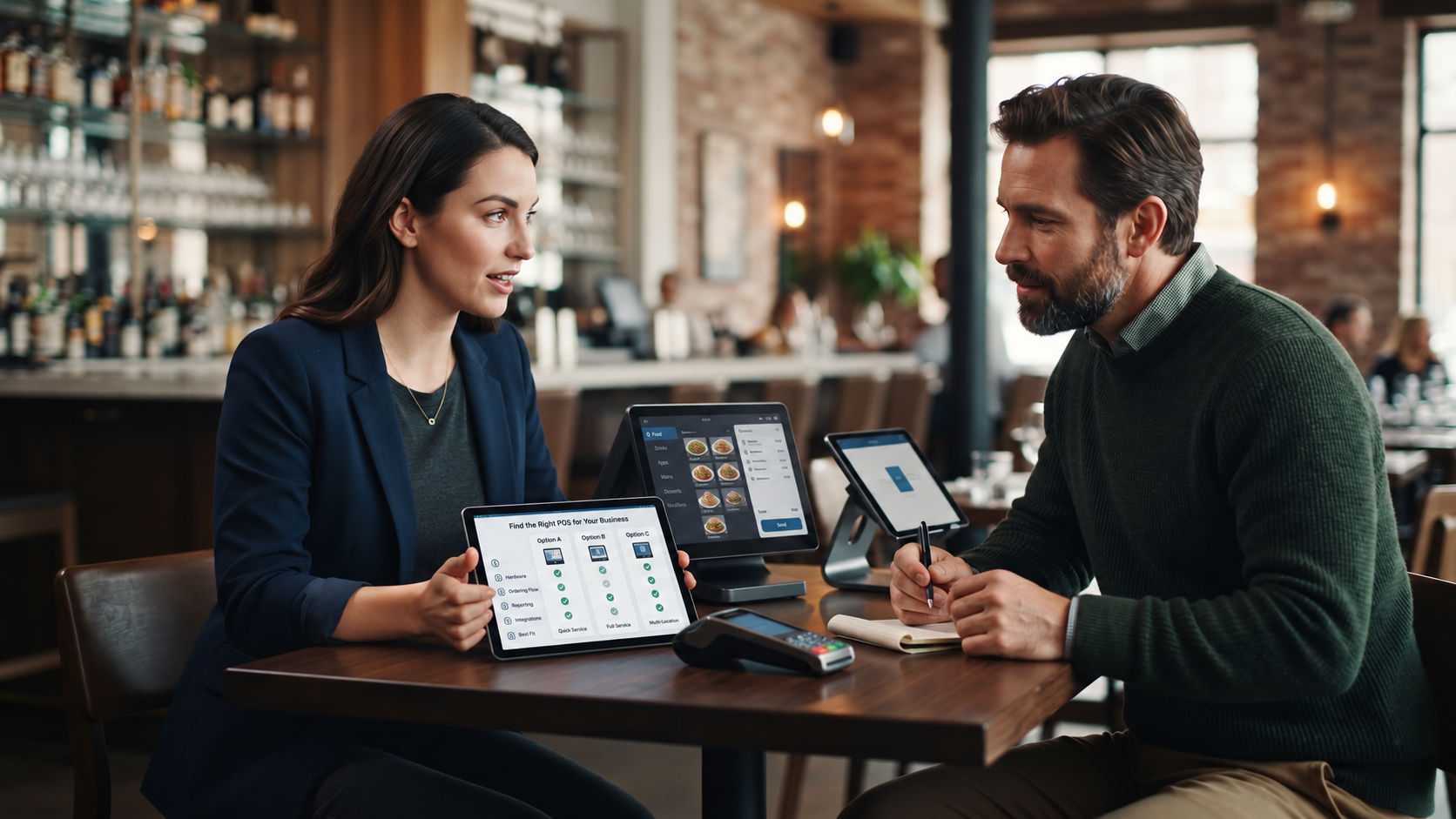 PPT Southeast technology consultant presenting POS comparison options to a business owner