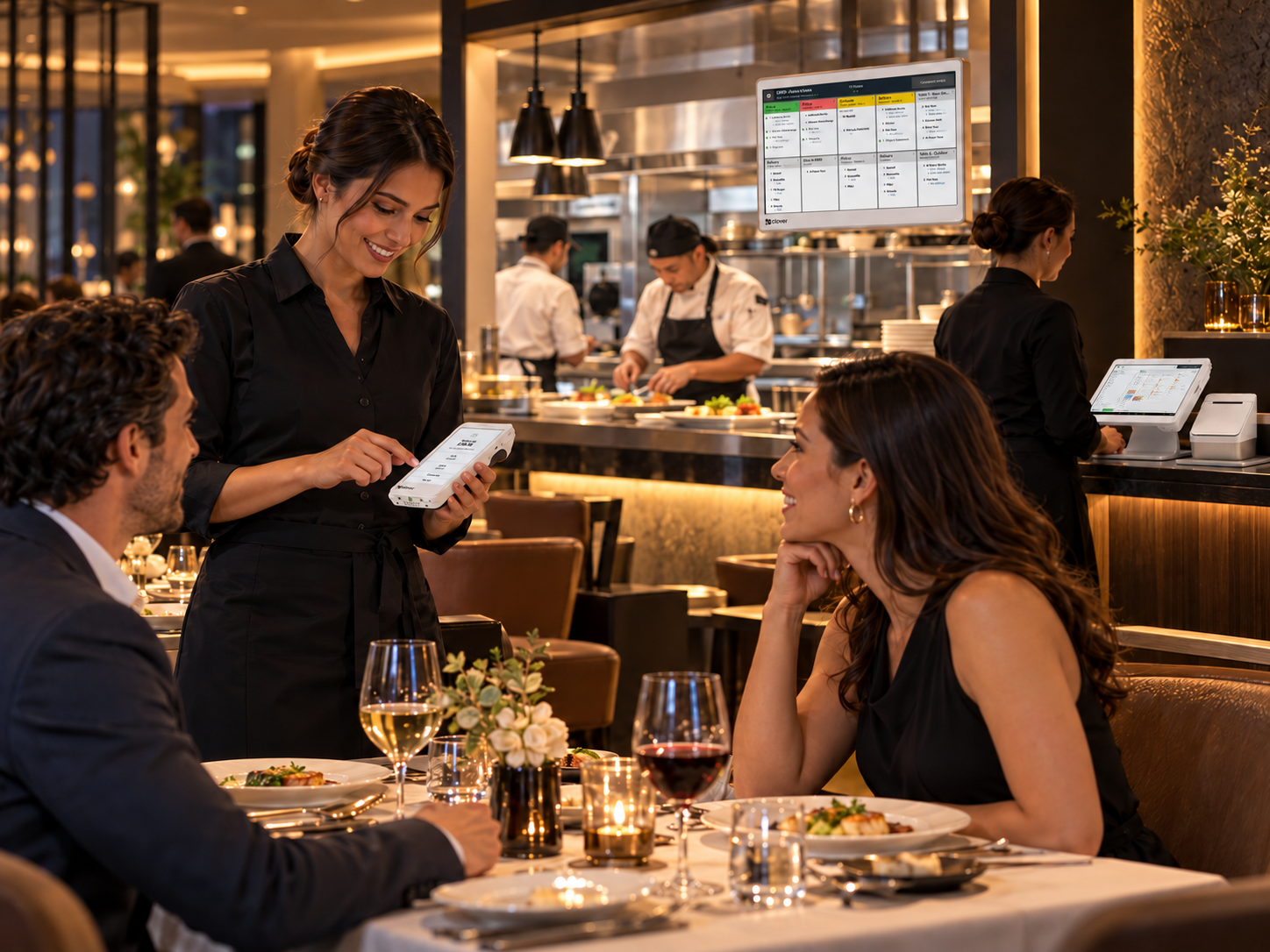 Clover tableside ordering with Flex, Station and KDS in a fine dining restaurant