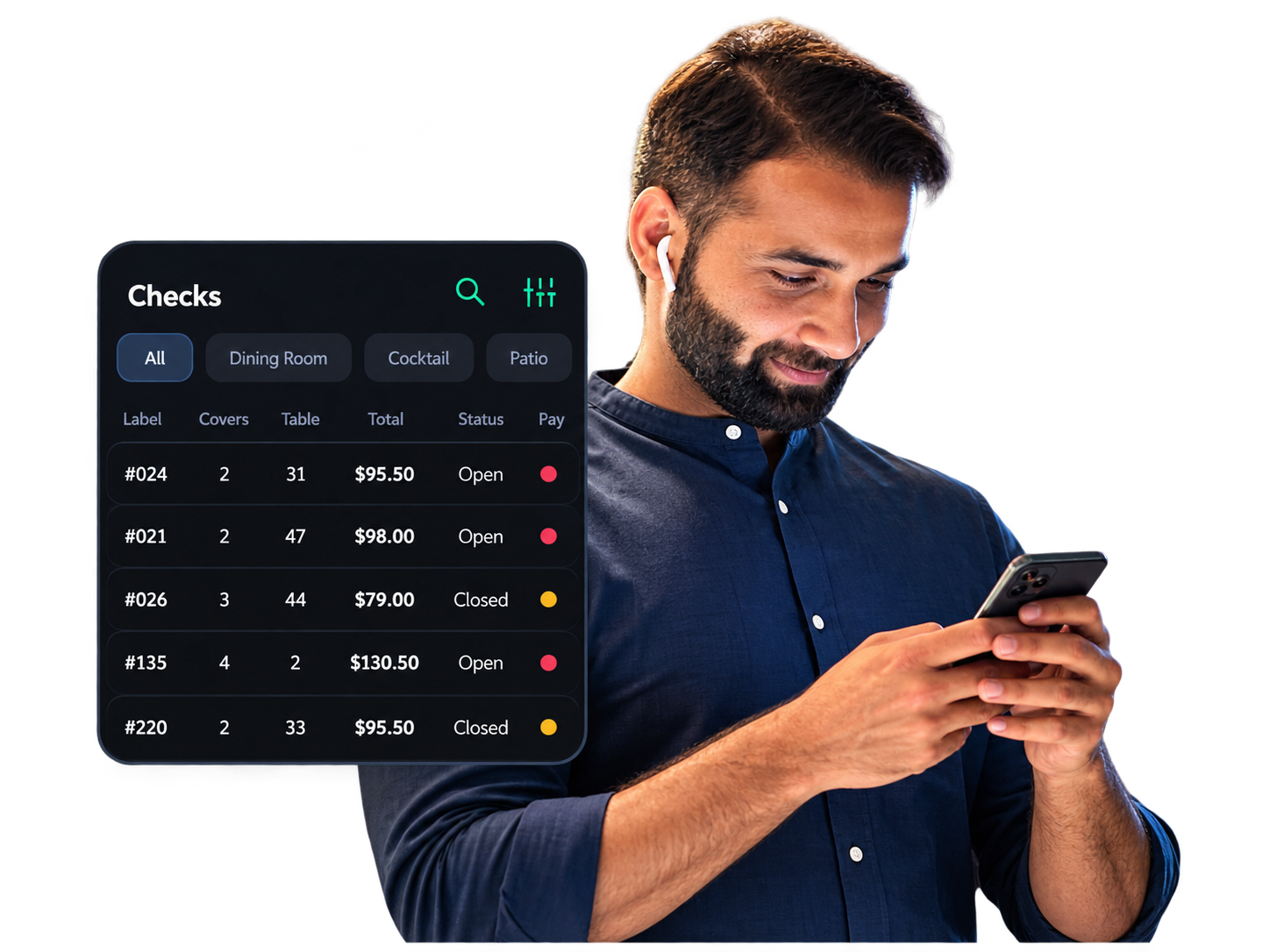 SALIDO anytime anywhere management mobile checks and dining room visibility