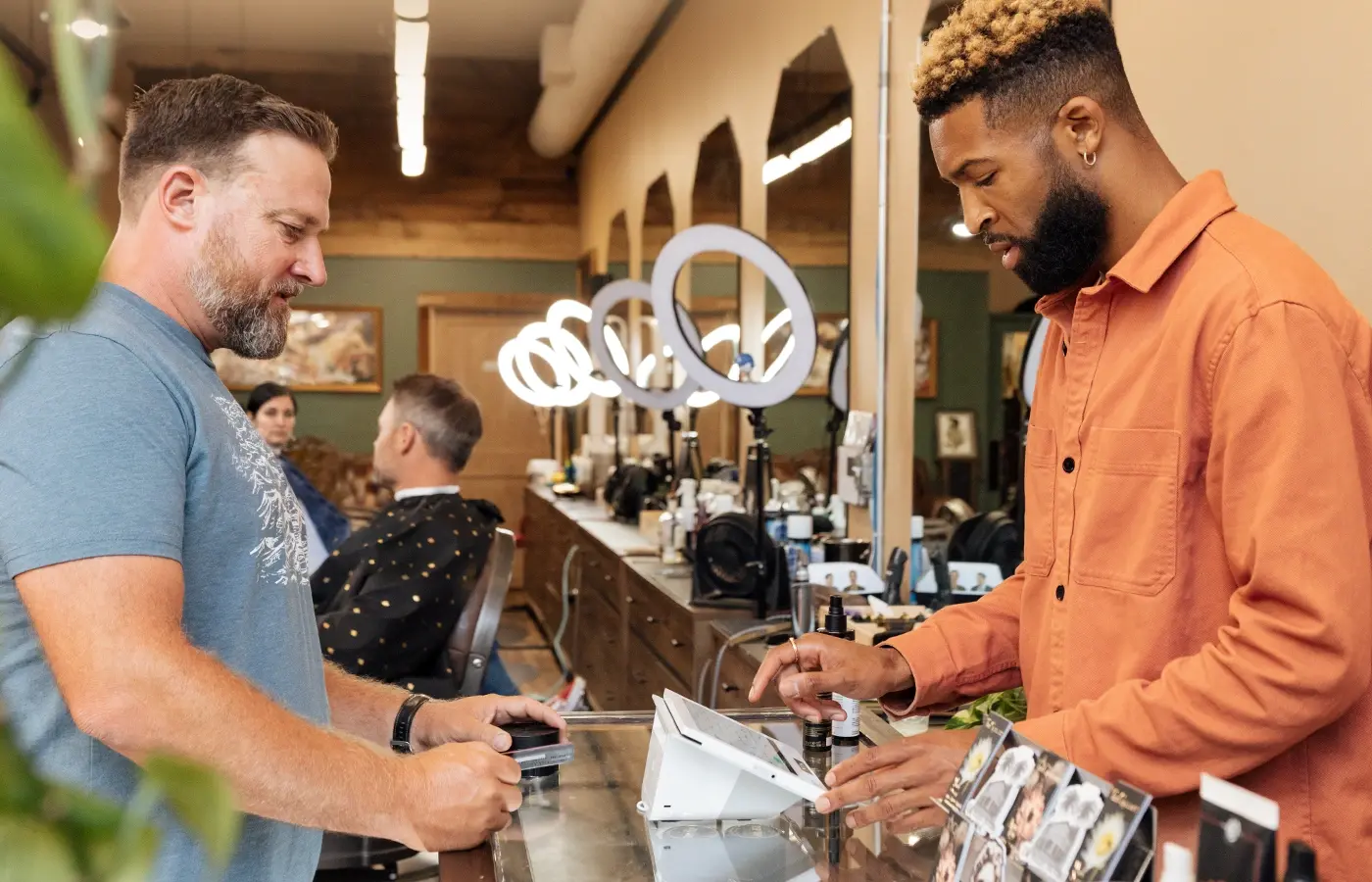 Barbershop counter checkout using Clover Mini