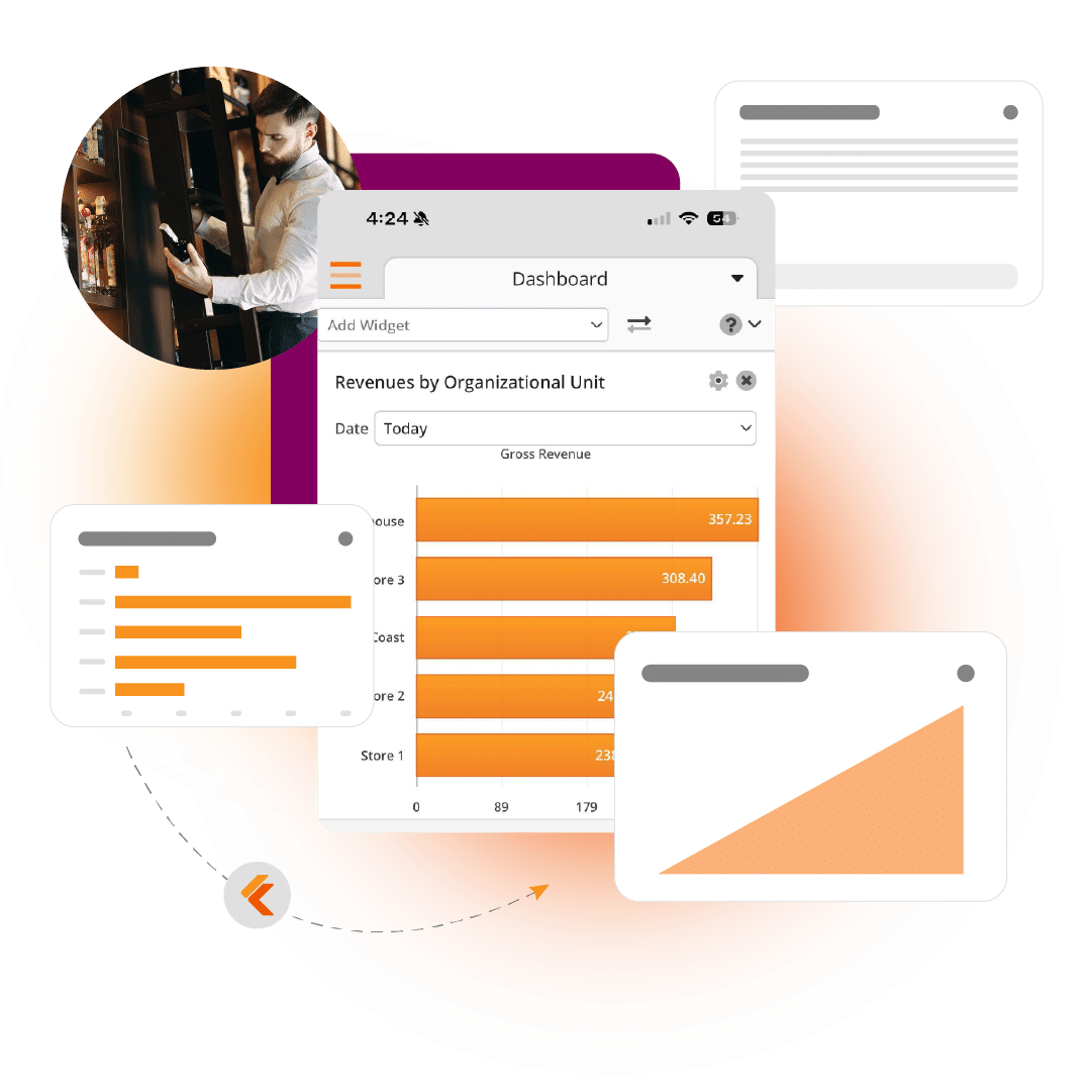 KORONA Studio owner view with sales, inventory and multi-location reporting