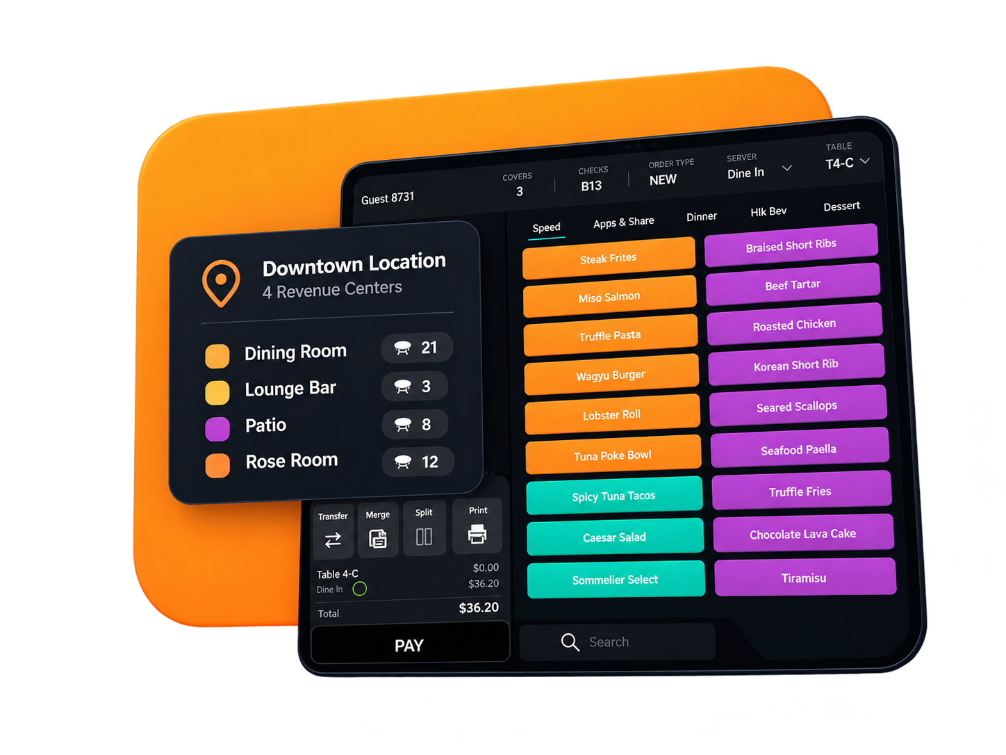 SALIDO multi-location restaurant groups and revenue centers management interface