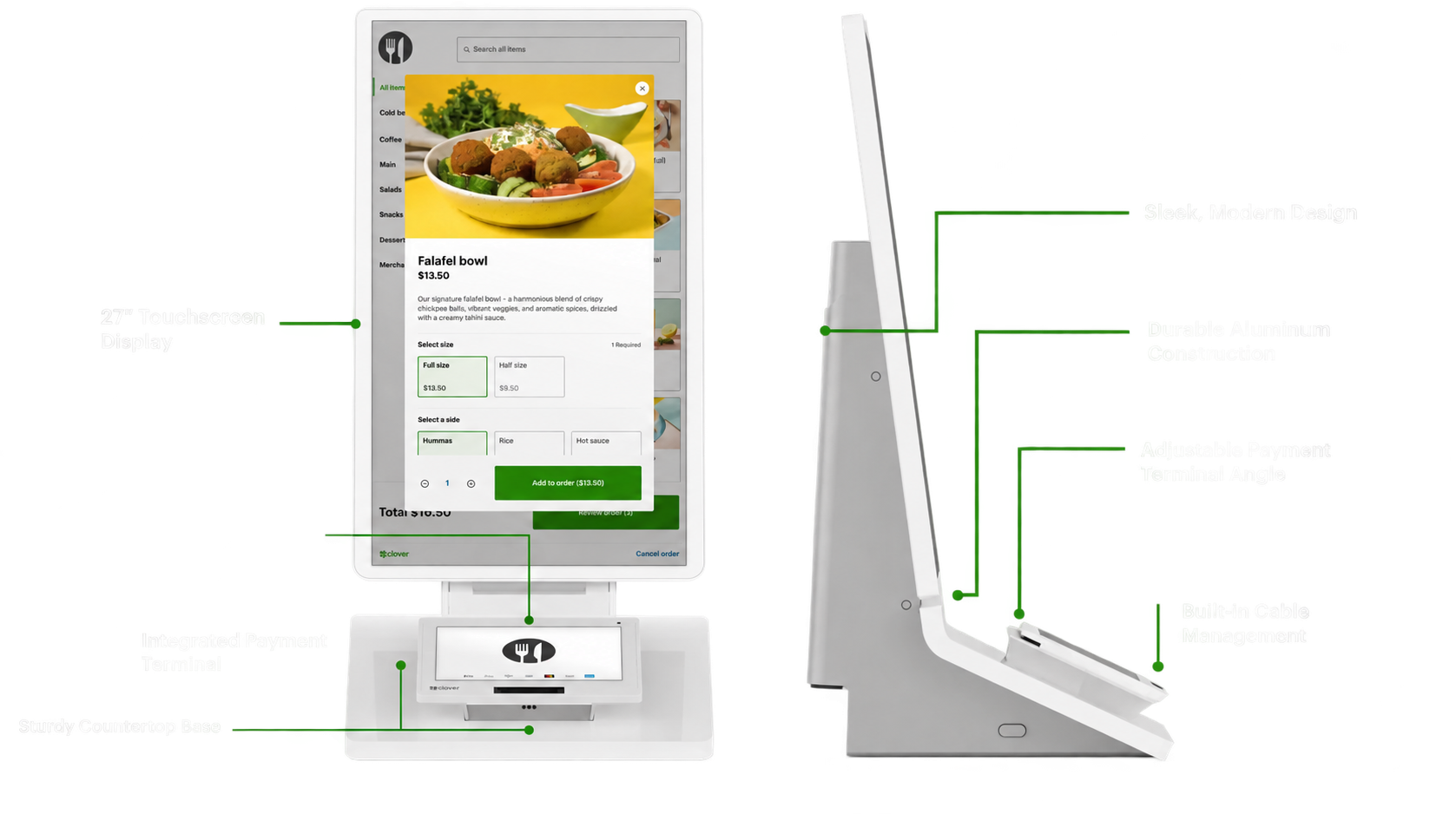 Clover Kiosk hardware diagrams and specifications