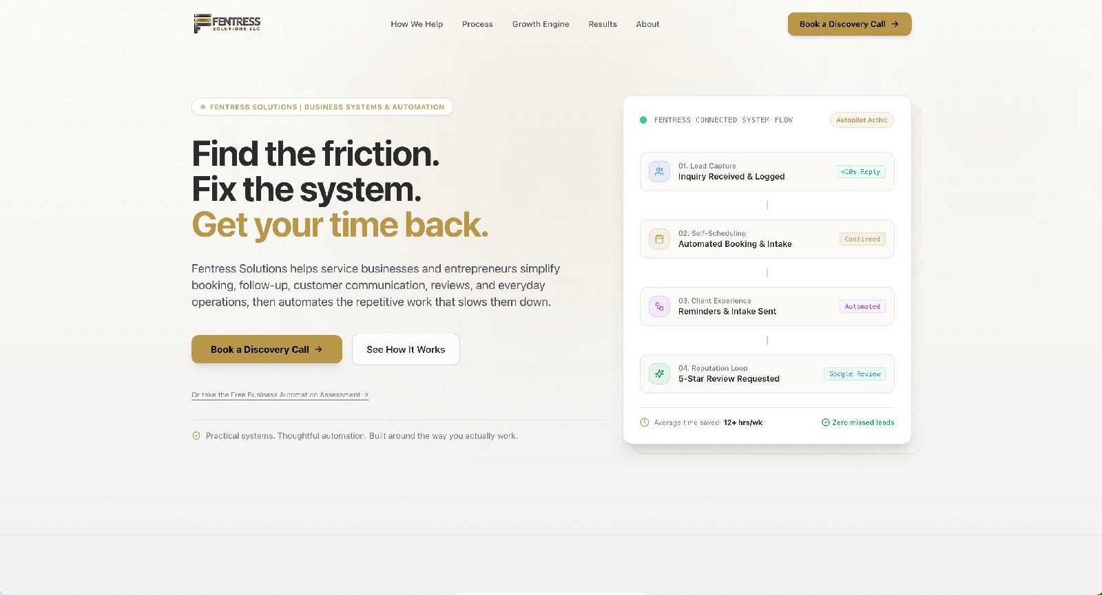 Fentress Solutions Homepage website screenshot
