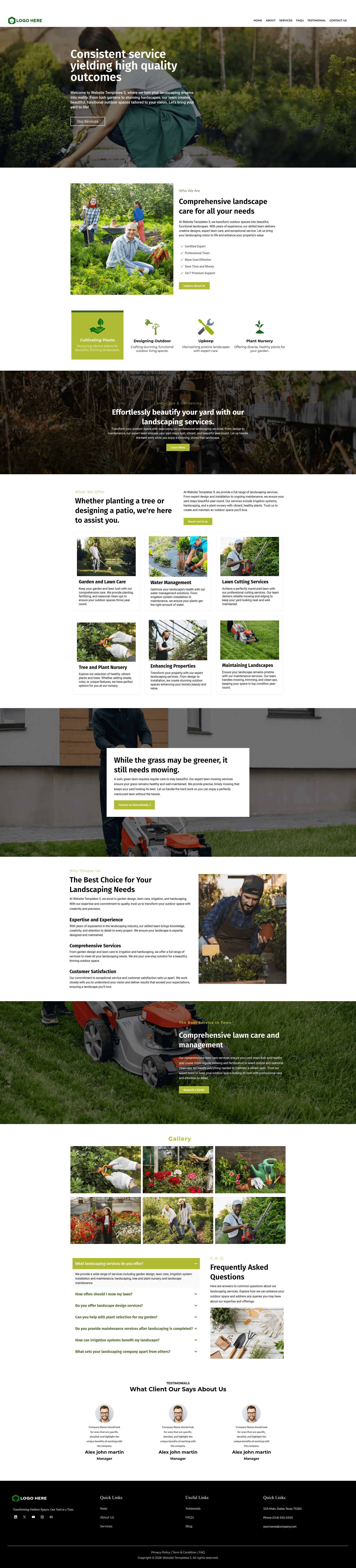 Illustrative Landscaping website design example shown on Laptop