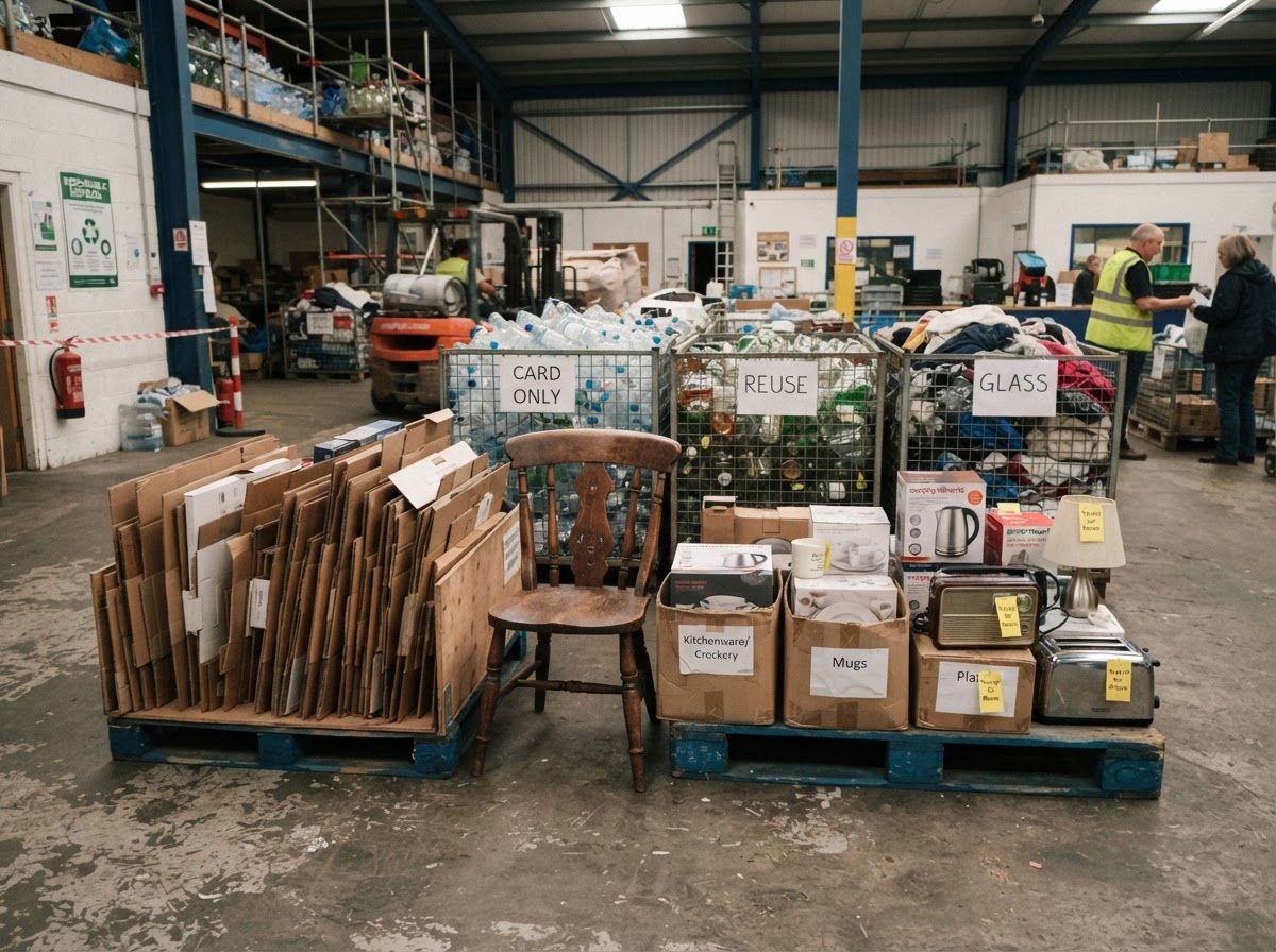 Household contents being carefully sorted during a sensitive clearance