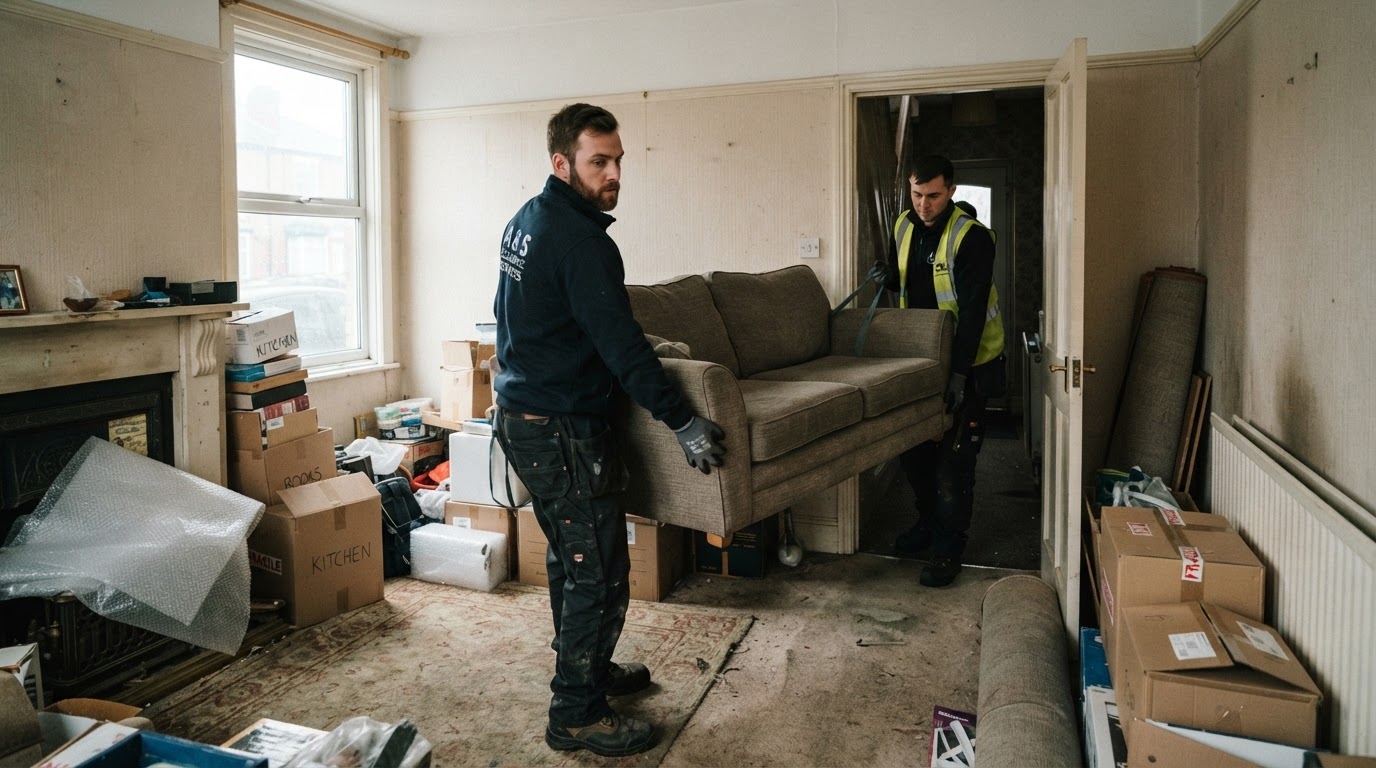 Professional UK clearance team removing furniture from a Wolverhampton property