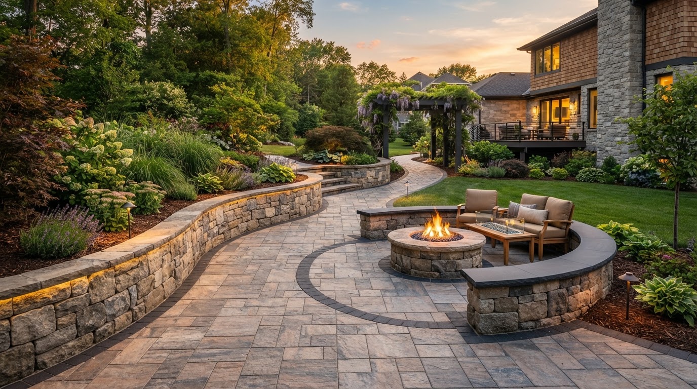 Custom Stone Patio & Fire Pit in Halifax