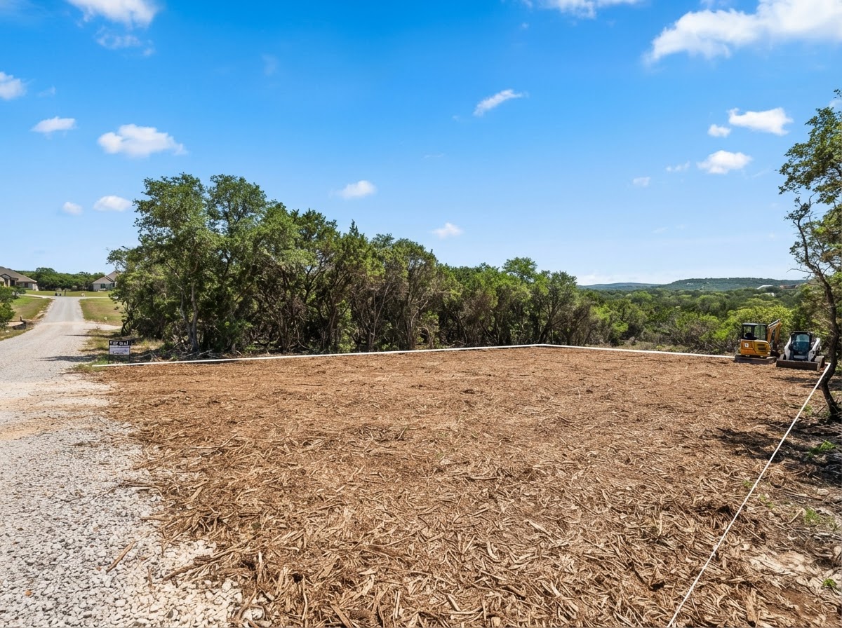 Cleared residential lot in rural Texas ready for construction