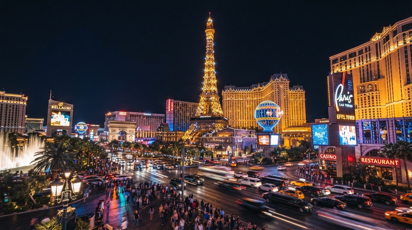Las Vegas Strip Paris Eiffel Tower Background