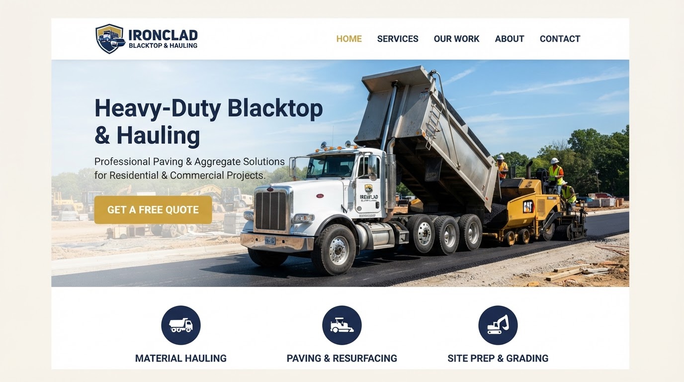 Ironclad Blacktop & Hauling website preview