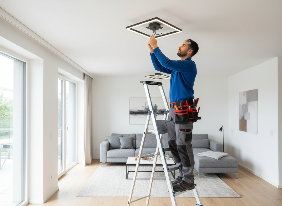 Newly installed ceiling light fixture