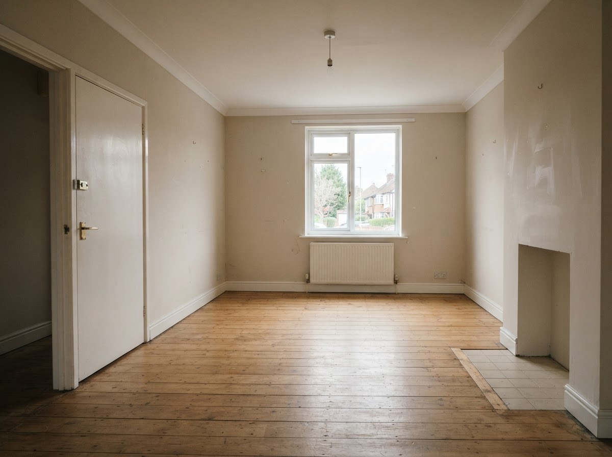 Empty living room after a house clearance