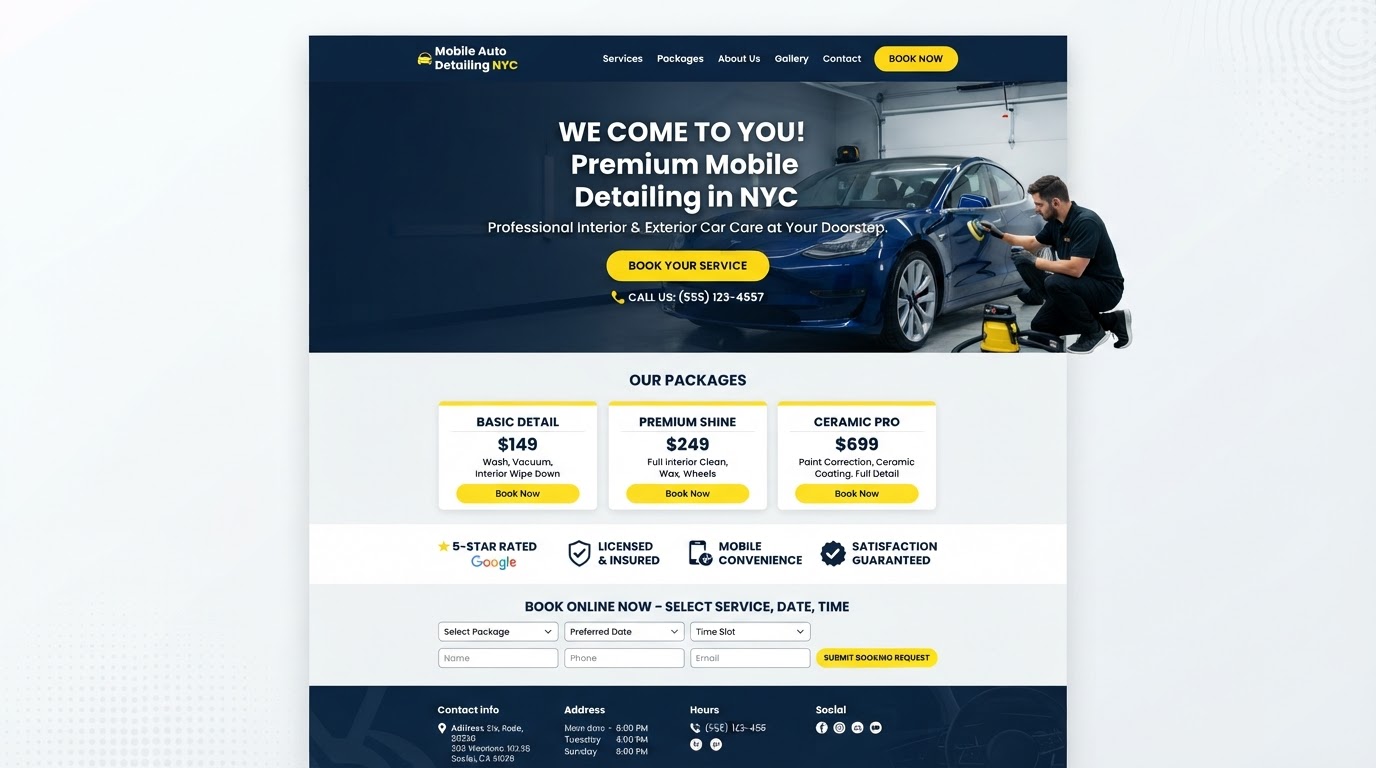 Derick's Auto Detailing website screenshot