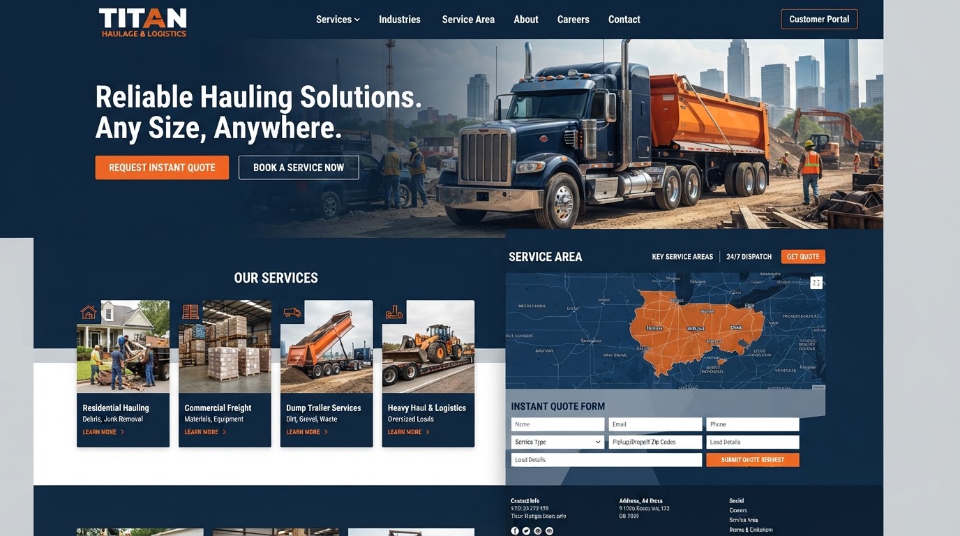 Titan Hauling website screenshot